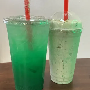 two drinks with straws