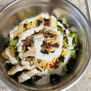 Homemade chicken bacon ranch cobb salad...fresh ingredients from the market...