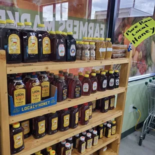 a display of honeys and jams