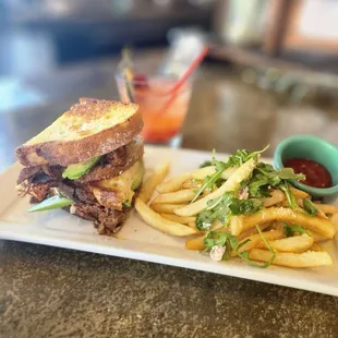 Steak Sandwich (substitute steak for short rib) with truffle fries. yum!