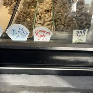 Various type of shrimp as are or can be fried and seasoned