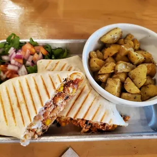 Vegan chorizo wrap w/potatoes