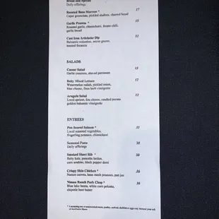 Dinner Menu
