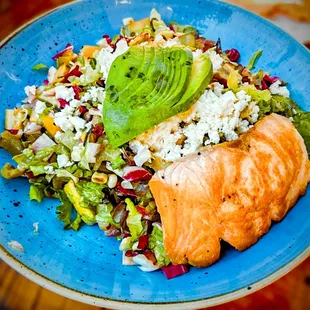 CHOPPED GRILLED VEGETABLE SALAD WITH SALMON