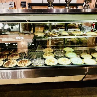 a display of pies and pastries