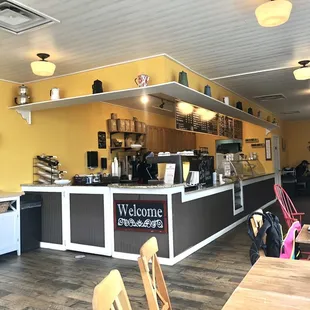 the interior of a cafe