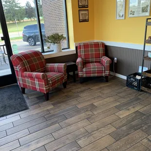 Seating area inside shop