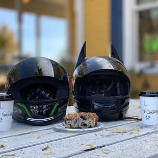 Blueberry coffee cake and coffee