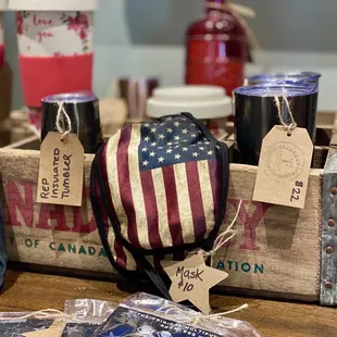 a wooden crate filled with items