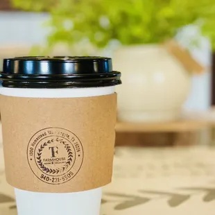 a coffee cup on a table