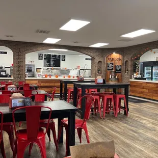 a view of the dining area