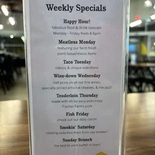 Weekly specials