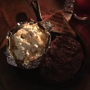 Steak, potato, Texas toast