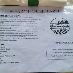 menu