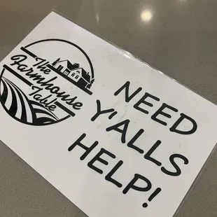 These cute little signs at the table if you need help!