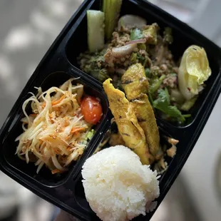 Sticky Rice, Satay, Larb Salad, Papaya Pok Pok Salad