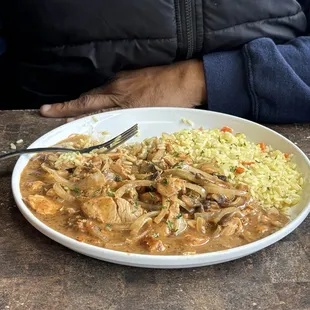 Chicken Marsala Dinner. Yep. But no. Runny sauce. No wine. No flavor. Rice tasted like &quot;ready rice&quot;.