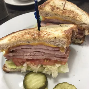 Grilled ham and cheese sandwich