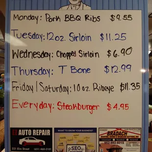 Daily specials