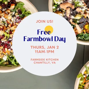 Grand Opening January 2nd with free Farmbowls from 11am-1pm!