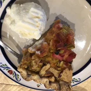 Strawberry Rhubarb pie with sheeps milk gelato