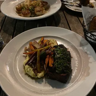 Steak and polenta and carrot