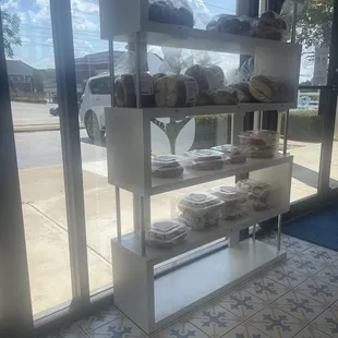 shelves of bread and rolls