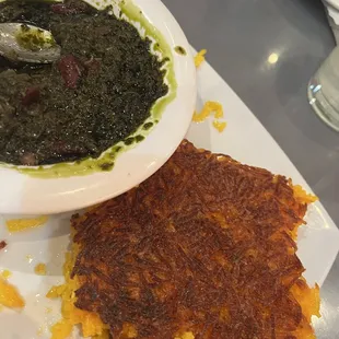 Tahdig with Ghormeh Sabsi