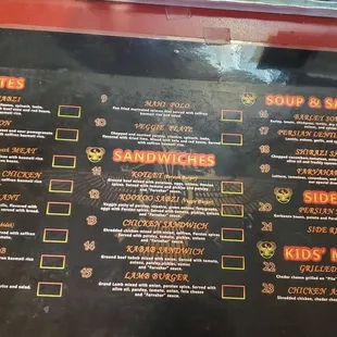 the menu