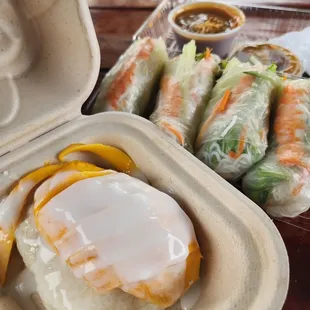 Summer Rolls with Peanut Sauce. Mango Sticky Rice.