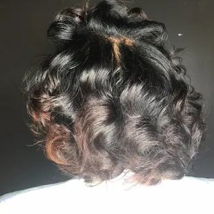 Silk Press on Natural hair. Color pops on ends