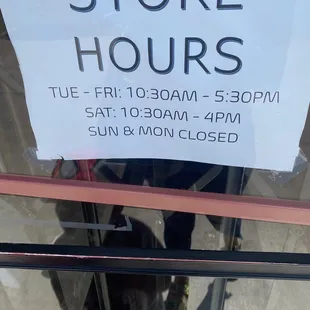 Update on store hours