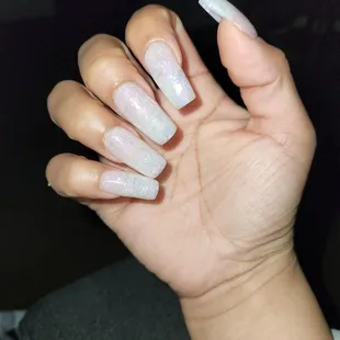 Got my nails done by Tina paid 63 dollars for these hideous thick no shape nails