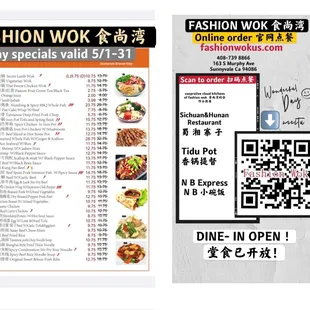 May specials ! DINE IN OPEN !