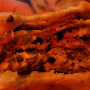 Double bacon and cheese howdy burger!