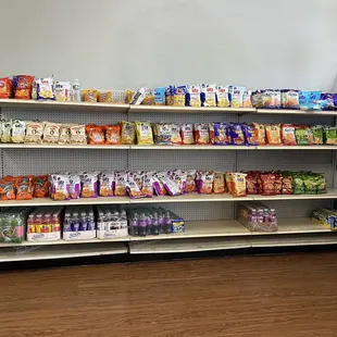 shelves of food and snacks