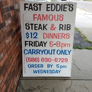 Old sign.  You don't have to call ahead, no longer carry out only.