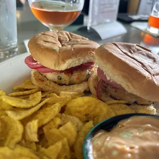 Shrimp burger sliders- yum!