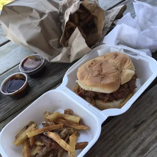 a burger and french fries