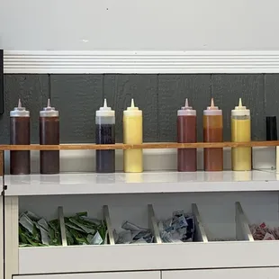 Sauces. My fav is mango based