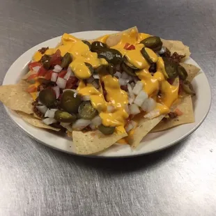 a plate of nachos