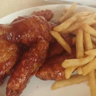 chicken wings and french fries