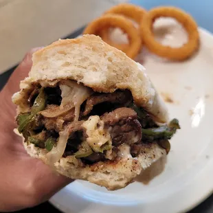 Derby Fillies (aka as Philly Cheese Steak, Middle Eastern style).  ~ it was named &quot;Derby&quot;, not Philly because the owners are from Kentucky ~