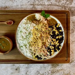 Chicken Enchilada Bowl with in-house sauce and perfect for an easy dinner when you don't feel like cooking