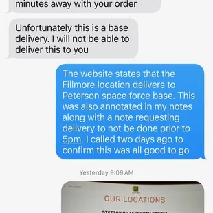 The delivery driver was way too early, even for their timeline of 2:30-7:30pm, and made no mention of me picking up the food at their store