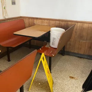 empty tables and chairs