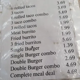 menu
