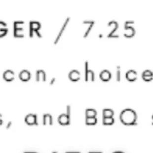 a menu for a burger