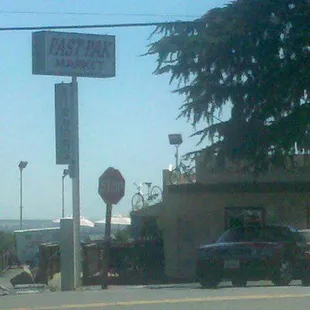 a car driving down the street