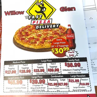 the price of the pizza